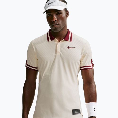 Polo marškinėliai Nike Court Slam Aero-Fit Pale Ivory/Team Red