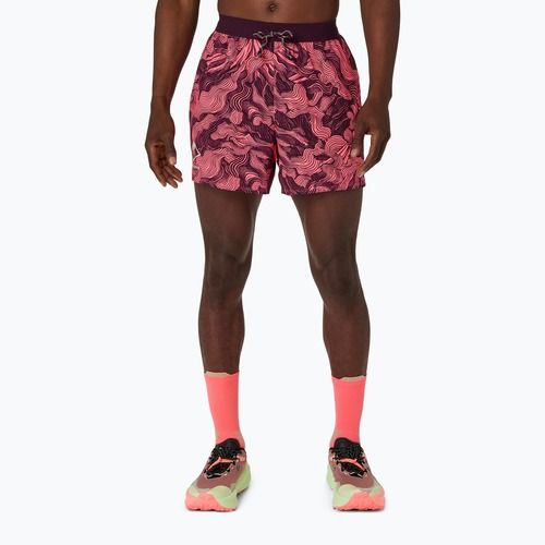 Vyriški bėgimo šortai Asics Fujitrail All Over Print 5In Short Blazing Coral/Dark Aubergine