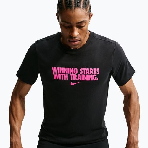 Vyriški treniruočių marškinėliai Nike Dri-Fit Winning black/hyper pink