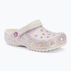 Crocs Classic Glitter Clog vaikiškos šlepetės bianco sporco