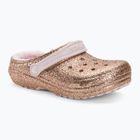 "Crocs Classic Lined Glitter Clog gold/barely pink" vaikiškos šlepetės