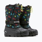 Sorel Flurry Print Boys juodi/juodi vaikiški sniego batai