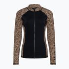 Moteriški plaukimo marškinėliai ilgomis rankovėmis Hurley Leopard Zip Front brown sugar