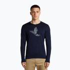 Vyriški ilgomis rankovėmis marškinėliai icebreaker Merino 200 Oasis Crewe SkiingYeti midnight navy