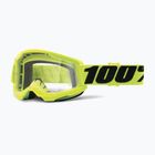 100% Strata 2 fluo geltoni/skaidrūs dviratininko akiniai