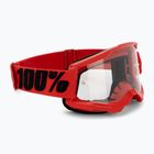 Vyriški 100% Strata 2 raudoni/skaidrūs dviračių akiniai