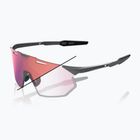 Saulės akiniai 100% Hypercraft SQ gloss light grey/rose gold mirror photochromic