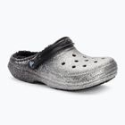 "Crocs Classic Glitter Lined Clog" juodos/ sidabrinės spalvos šlepetės