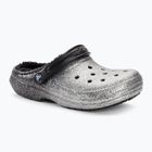 Crocs Classic Glitter Lined Clog juodos/ sidabrinės spalvos šlepetės