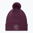 Moteriška kepuraitė su snapeliu New Era Metallic Bobble Knit Beanie New York Yankees dark purple