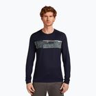 Vyriški termoaktyvūs marškinėliai ilgomis rankovėmis icebreaker Merino 200 Oasis Crewe Elevation Line midnight navy
