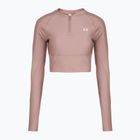 Moteriški treniruočių marškinėliai ilgomis rankovėmis Under Armour HeatGear Rib 1/4 Zip tourmaline pink/tourmaline pink/white