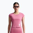 Moteriški bėgimo marškinėliai Nike Swoosh Run Dri-Fit peony/photon dust/white