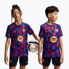 Vaikiški futbolo marškinėliai Nike FC Barcelona Dri-Fit Pre-Match noble red/mineral yellow