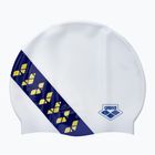 Arena Icons Team Stripe balta/neoninė mėlyna plaukimo kepuraitė