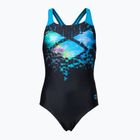 Vaikiškas vientisas maudymosi kostiumėlis arena Multi Pixels New Swim Pro Back juodas/turkio spalvos
