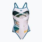 Moteriškas vientisas maudymosi kostiumėlis arena Planet Super Fly Back white multi/blue cosmo