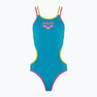 Moteriškas vientisas maudymosi kostiumėlis arena One Double Cross Back One Piece turquoise/fluo pink/soft green
