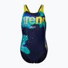 Vaikiškas vientisas plaukimo kostiumas arena Light Tricks Swim Pro Back navy/soft green/multi