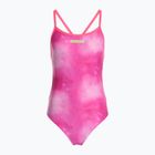 Moteriškas vientisas plaukimo kostiumas arena Tie-Dye Challenge Back Allover shocking pink multi/shocking pink