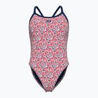 Moteriškas vientisas maudymosi kostiumėlis arena Pebbles Xcriss Cross multi white/navy