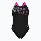 Moteriškas vientisas maudymosi kostiumėlis arena Flowing V Back black/shocking pink