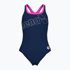 Moteriškas vientisas maudymosi kostiumėlis arena Logo Swim Pro navy/shocking pink