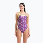 Moteriškas vientisas maudymosi kostiumėlis arena Floral Challange Back violet multi/artic lime