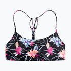 ROXY Active Bralette maudymosi kostiumėlio viršutinė dalis antracito/ gėlių spalvos srautas