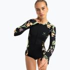 Moteriški plaukimo marškinėliai ilgomis rankovėmis ROXY Zip Lycra anthracite island escape