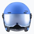Vaikiškas slidinėjimo šalmas UVEX Rocket Visor Jr blue matt/mirror blue/smoke