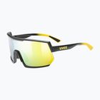 UVEX Sportstyle 235 sunbee juodi matiniai / veidrodiniai geltoni dviratininkų akiniai 53/3/003/2616