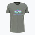 Vyriški marškinėliai Alpha Industries Basic Rainbow Reflective vintage green