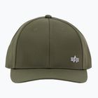 Vyriška kepuraitė su snapeliu Alpha Industries Metal Label dark olive