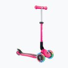 Vaikiškas triratis paspirtukas Globber Junior Foldable Lights deep pink