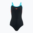 Moteriškas vientisas plaukimo kostiumas Speedo Dive Thinstrap Muscleback black / volcanic orange