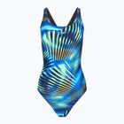 Moteriškas vientisas plaukimo kostiumas Speedo Printed Medalist black/blue
