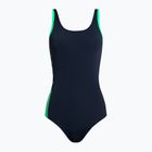 Speedo Boom Logo Splice Muscleback moteriškas vientisas maudymosi kostiumėlis tamsiai mėlyna-žalia 68-12900