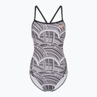 Moteriškas vientisas plaukimo kostiumas ZONE3 Kona Speed Strap Back tribal print/black/ white/orange