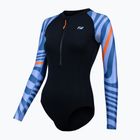 Moteriškas vientisas plaukimo kostiumas ZONE3 OWS Renew black/multi blue