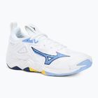 Mizuno Wave Momentum 3 tinklinio bateliai balti/bellwether blue/bel air blue