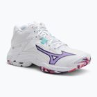 Moteriški tinklinio batai Mizuno Wave Lightning Z8 Mid balti/violetiniai indigo/camelliaros