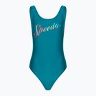 Moteriškas vientisas plaukimo kostiumas Speedo Logo Deep U-Back peacock/pumpkin spice/marine blue