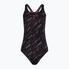 Moteriškas vientisas plaukimo kostiumas Speedo HyperBoom Allover Medalist black/electric pink/usa charcoal