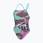 Vientisas plaukimo kostiumas Speedo Allover Digital Tie Back black/matcha green/siren red