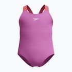 Vaikiškas vientisas plaukimo kostiumas Speedo Learn To Swim Medalist neoninė violetinė