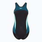 Moteriškas vientisas plaukimo kostiumas Speedo High Neck Splice Cross Back dark teal
