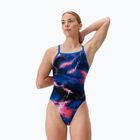 Moteriškas vienos dalies plaukimo kostiumas Speedo FL Printed Turnback electro static/lagoon blue