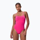 Moteriškas vientisas plaukimo kostiumėlis Speedo Endurance+ Logo Thin Strap margarita pink