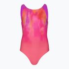 Vaikiškas vienos dalies plaukimo kostiumas Speedo Print Pulseback rožinis/neono violetinis